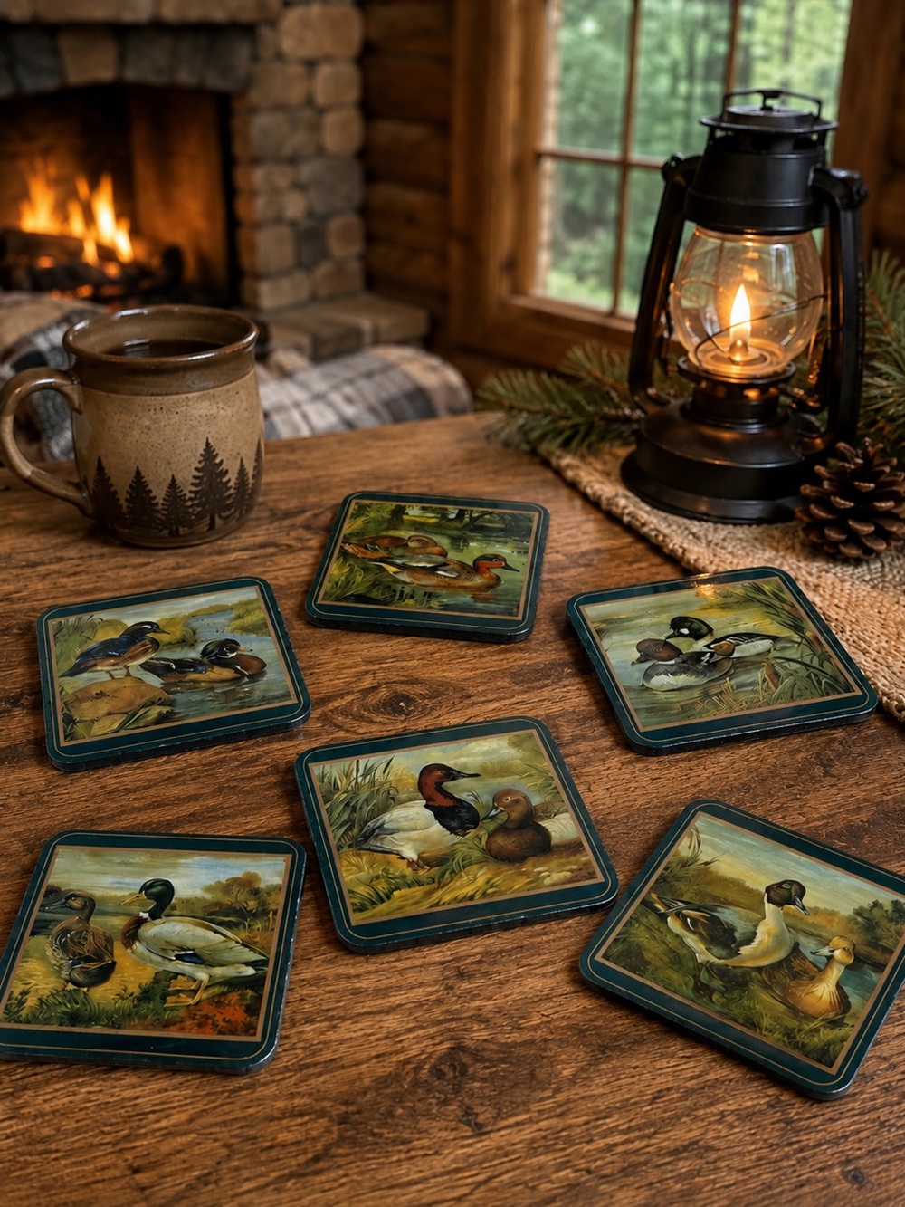 Vintage Pimpernel “Wild Ducks” De Luxe Cork-Backed Coasters Set of 6 w/ Box